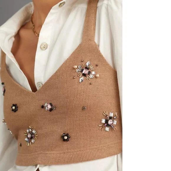 anthropologie Embellished Knit Bralette size M new with tag - Picture 2 of 6